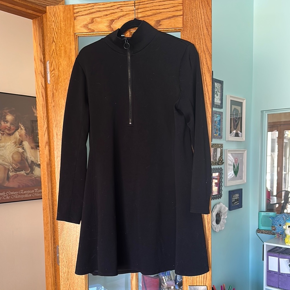 Athleta Black Long Sleeve Dress with Zipper L